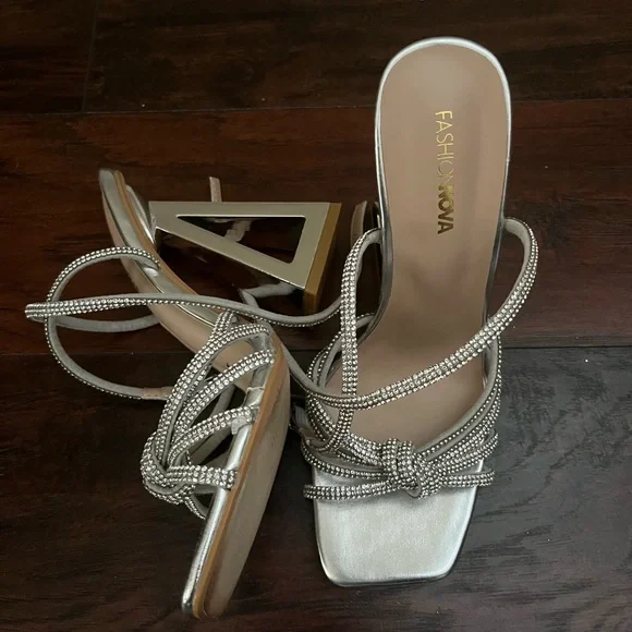 Silver Modern Heels - Picture 3 of 6